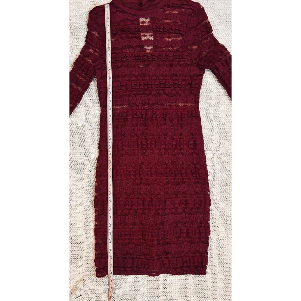 LUSH Reece Burgundy Lace Long Sleeve Bodycon Dress Large L - Picture 9 of 10
